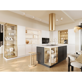 HAVENA Signature SCARLET – Cuisine premium bois clair & noir mat avec îlot design